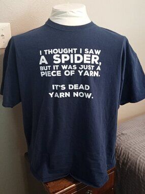 Funny Humorous T-shirt: "I thought I saw a Spider but it was..." Navy Men's 3XL